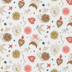 Printed Cotton MYSTIC White / Coral